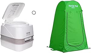 VEVOR Portable Toilet Camping RV Commode with Flush and GigaTent Pop Up Changing Room Privacy Shower Tent with Carry Bag