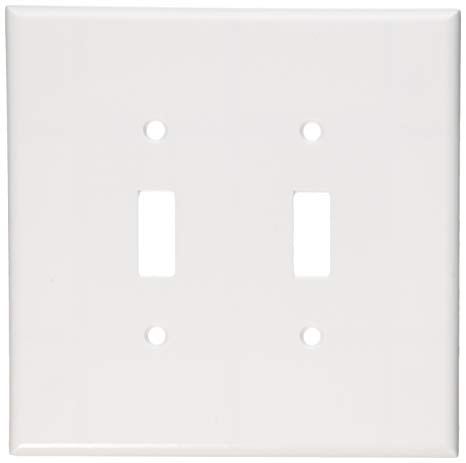 Leviton 88109 001-000 2-Toggle Oversized Wall Plate, 2 Gang, 5-1/4 in L X 5.31 in W 0.255 in T, Smooth, 1-Pack, White