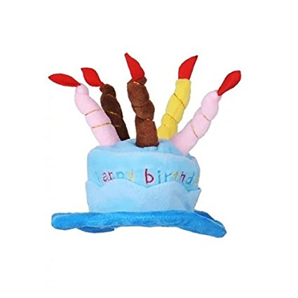Petzilla Pet Birthday Hat for Small Cats & Dogs, Cake & Candles Design