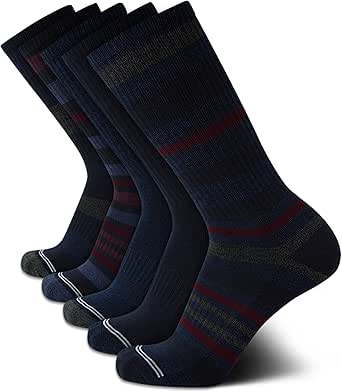 Nautica Men's Crew Dress Socks - 5 Pack Light-Cushion Crew Length Work Socks for Men - Classic Breathable Men's Socks