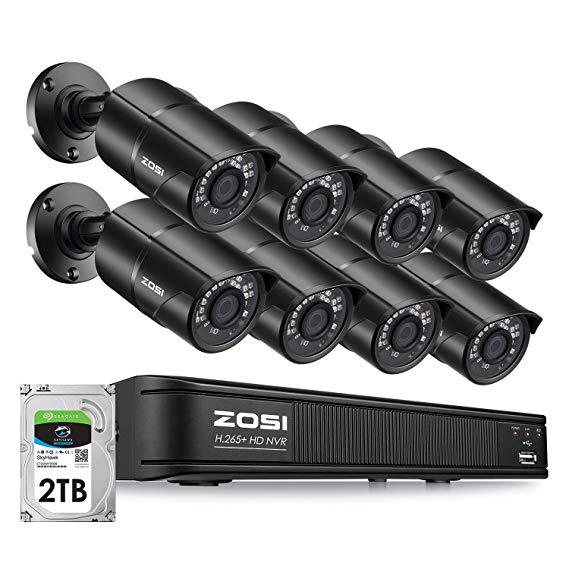 ZOSI H.265  5MP PoE Security Camera System for Home, 8CH Ultra HD NVR, 8X 5MP(2K) PoE IP Camera Outdoor Indoor, 120ft Night Vision, 2TB HDD for 24/7 Recording, Remote Control, Motion Detection