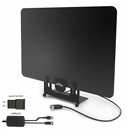 BESTHING 50 Mile Range Amplified HDTV Antenna with Detachable Amplifier Signal Booster, USB Power Supply, Stand and 13 Feet Highest Performance Coaxial Cable