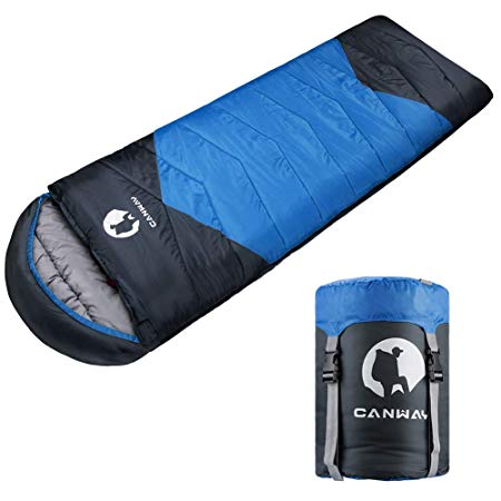 Canway Sleeping Bag with Compression Sack, Lightweight and Waterproof for Warm & Cold Weather, Comfort for 4 Seasons Camping/Traveling/Hiking/Backpacking, Adults & Kids