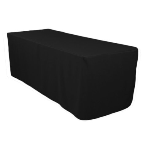 LinenTablecloth 6 ft. Fitted Polyester Tablecloth Black