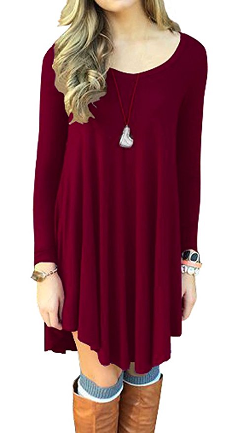 VIISHOW Women's Long Sleeve Casual Loose T-Shirt Dress