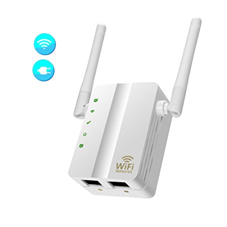 Wifi Extender WiFi Repeater 300Mbps WiFi Range Extender Internet Booster Signal Wireless WiFi Extender with Dual External Antennas for 360 degree WiFi Coverage. (White)