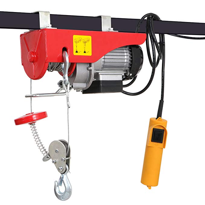 ZENY 440 lbs Lift Electric Hoist Crane Remote Control Power System, Garage Auto Shop Electric Wire Hoist Overhead Lift