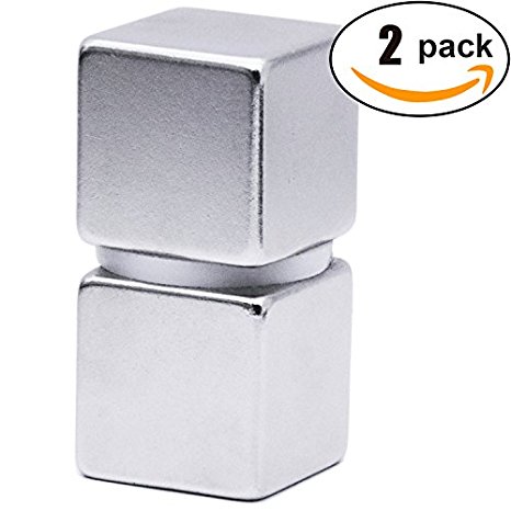 DIYMAG 1" Cube Neodymium Magnets, Strongest One Inch Cube Rare Earth Magnet - Grade N52, Pack of 2