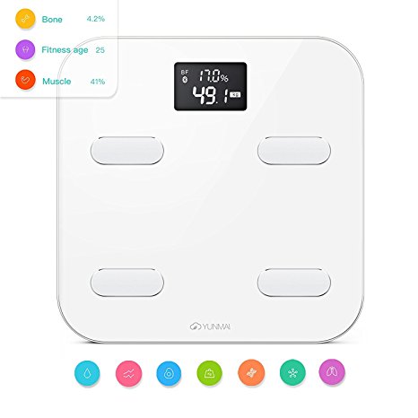 Yunmai Color Bathroom Weighing Scale Wireless Bluetooth Smart Body Fat Analyzer High Accuracy Android iOS APP