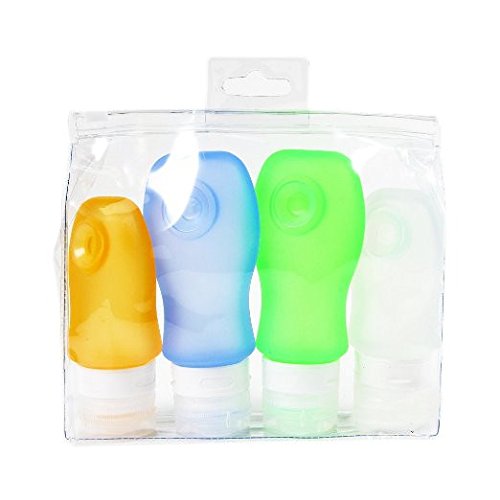 Travel Bottles Set, Travel Bottles Accessories -Leak Proof, Approved Food Safe, FDA Approved, BPA Free, Travel Size Accessories -Toiletry Bottle Tubes for Shampoo, Lotion, Cosmetic, Airline Travel Essentials -Silicone Travel Containers -Blue/Green/Yellow/White -Pack of 2 3Oz/89ml and Pack of 2 2Oz60ml