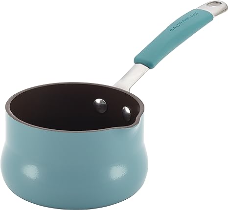 Rachael Ray Cucina Porcelain Enamel Nonstick 3/4-Quart Butter Warmer, Agave Blue