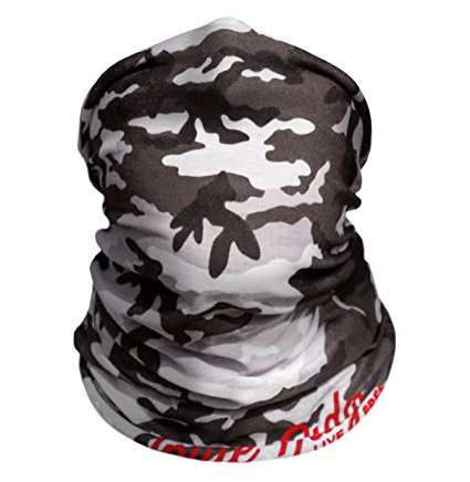 Snow Camo Outdoor Face Mask By IndieRidge - Microfiber Polyester Multifunctional Seamless Headwear for Motorcycle Hiking Cycling Ski Snowboard