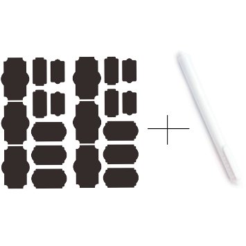 Shimie 40 Reusable Chalkboard Labels with Liquid Chalk Marker-4 Sizes Rectangles Chalkboard Stickers Packaged