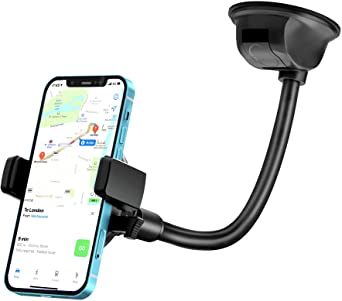 Car Phone Holder Mount,Cell Phone Holder Car with Industrial-Strength Strong Suction Cup,Gooseneck Truck Cradle,Universal Dashboard Windshield Phone Holder Car for iPhone,Smartphones