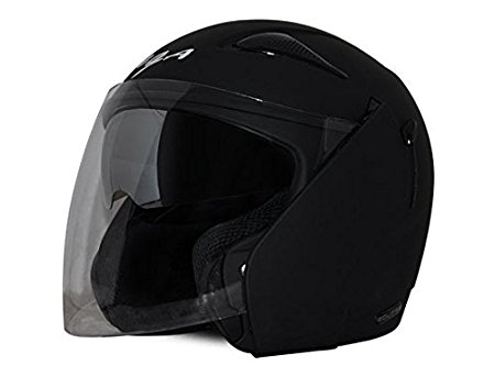 Vega Eclipse Open Face Helmet with Double Visor (Dull Black, M)