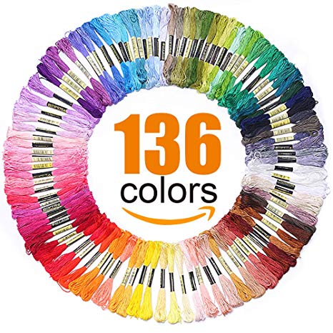 Premium Rainbow Color Embroidery Floss - Cross Stitch Threads - Friendship Bracelets Floss - Crafts Floss - 136 Skeins Per Pack