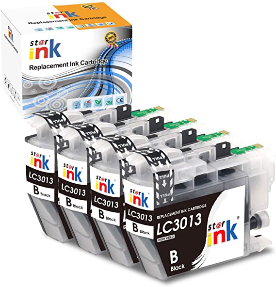 Starink Compatible Ink Cartridges Replacement for Brother LC3011 LC3013 LC 3013 3011 (Black) LC3011BK LC3013BK Work with MFC-J497DW MFC-J491DW MFC-J690DW Printer, 4 Packs