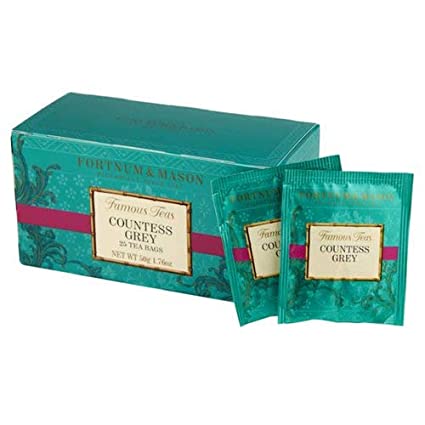 Fortnum and Mason British Tea, Countess Grey, 25 Count Teabags (1 Pack).