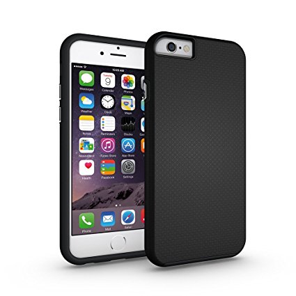 iPhone 6S Case,AOFU [Premium Texture] Dual-Layer [Rugged PC Soft TPU Bumper] Slim Fit Protective Cases Cover for Apple iPhone 6/6S-Black