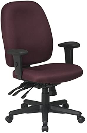 Office Star Multi Function Ergonomic Chair with Ratchet Back Height Adjustment and Adjustable Soft Padded Arms, Burgundy
