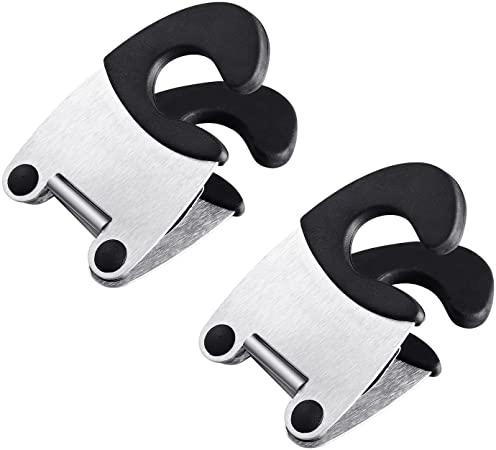 DOITOOL 2pcs Pot Clip Holder Utensil Pot Clip Spoon Rest Stainless Steel Kitchen Gadget for Restaurant Home Utensil Rest (Black)