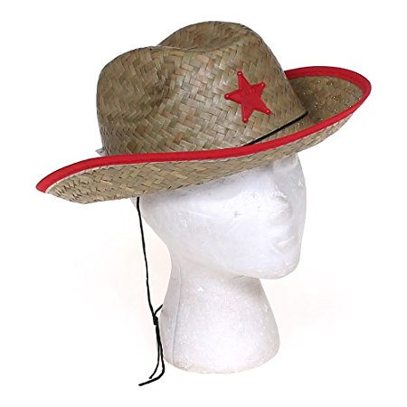 Kids Straw Cowboy Sheriff Hat w/Star (2 Pack)