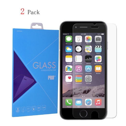 (2 Pack) iPhone 6 / 6s Screen Protector, Laxier(TM) 0.33mm 9H Hardness Curved Edge Crystal Clear Tempered Glass Screen Protector Film For Apple iPhone6 & iPhone6s 4.7 inches