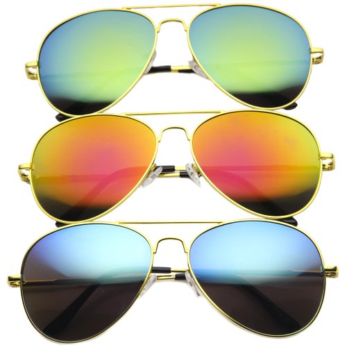 zeroUV - Premium Full Mirrored Aviator Sunglasses w Flash Mirror Lens