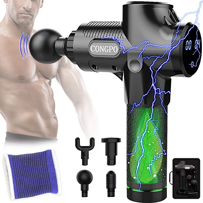 DavidCity Massager Gun Electric Portable Muscle Massager for Pain Relief Handheld Deep Tissue Percussion Muscle 20 Speeds Adjustable Black