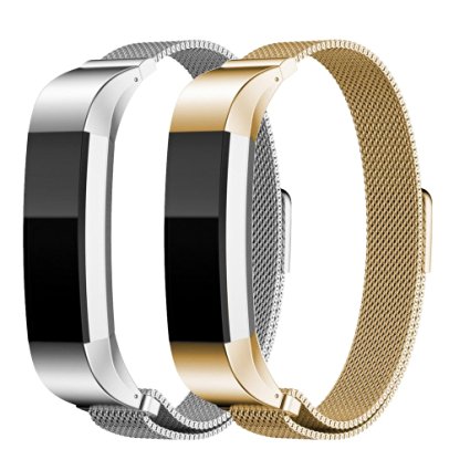 Metal Band for Fitbit Alta, Replacement Accessories for Men and Women, 6.2" - 9" Wrist, Black Silver Rose Pink Gold Coffee Blue