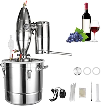 ECO-WORTHY Water Alcohol Distiller 30L/8Gal Moonshine Still Kit 304 Stainless Steel Distillery Wine Making Boiler with Thermometer Home Brewing Kit