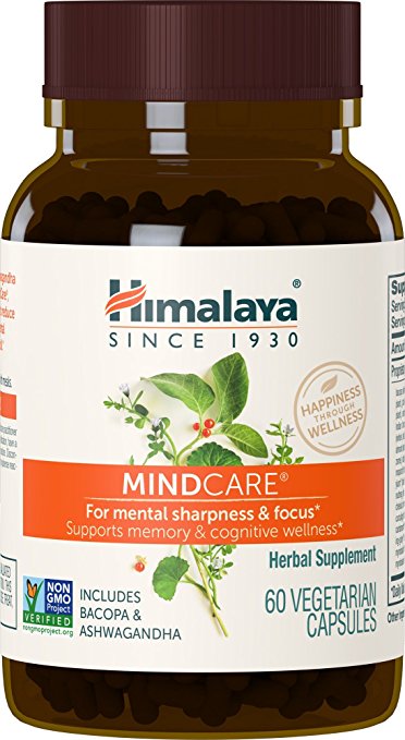 Himalaya MindCare/Mentat with Bacopa and Gotu Kola for Brain and Mental Alertness 60 Capsules, 1170 mg