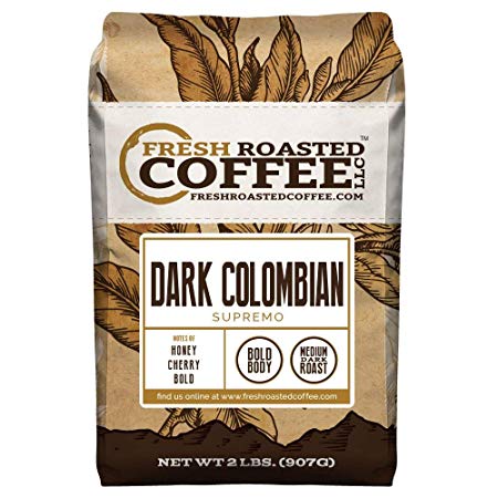 Dark Colombian Supremo Coffee, Whole Bean, Fresh Roasted Coffee LLC. (2 lb.)