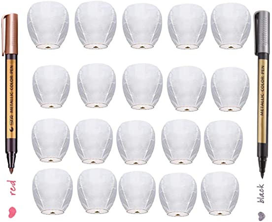 Diagtree 20 Pack Chinese Lanterns ECO Fully Assembled and Fully Biodegradable, Lantern by Coral Entertainments for Any Occasion. Birthday, Wedding, Anniversary, Funeral, Memorial (M 20pack)