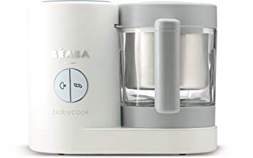 BEABA Babycook Neo, Glass 4 in 1 Steam Cooker & Blender, Comes with Stainless Steel Basket and Reservoir, 5.5 Cup Capacity (Cloud)