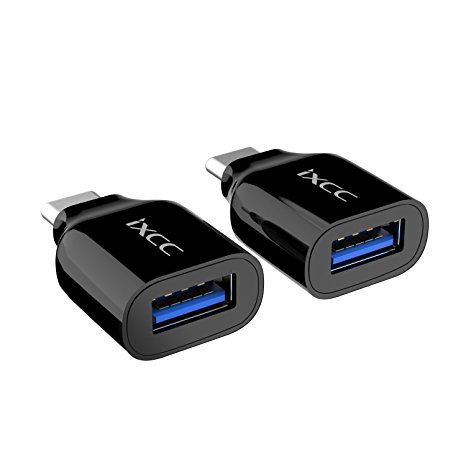 USB C to USB 3.0 Adapter, iXCC 2Pack USB Type C Male to USB 3.0 Female Convertor, On The Go(OTG) for Galaxy S8 S8 , LG G5 G6, HTC 10, Nexus 5X, Nexus 6P, OnePlus 2 and More(Black2)