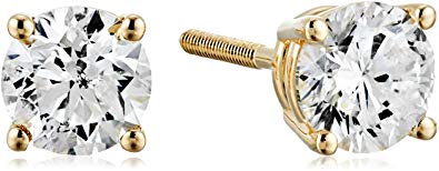 Certified 14k White Gold Diamond with Screw Back and Post Stud Earrings (J-K Color, I1-I2 Clarity)