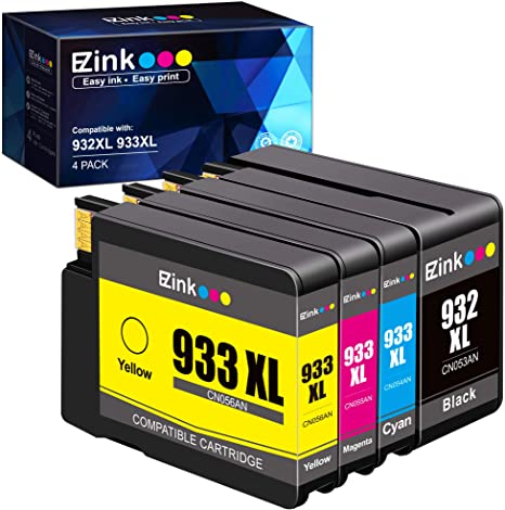 E-Z Ink (TM) Compatible Ink Cartridge Replacement for HP 932XL 933XL 932 933 to use with Officejet 6100 6600 6700 7110 7510 7610 7612 Printer (1 Black, 1 Cyan, 1 Magenta,1 Yellow) 4 Pack