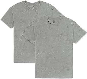 Fruit of the Loom Men's Eversoft Cotton Short Sleeve Pocket T-Shirts, Breathable & Tag Free