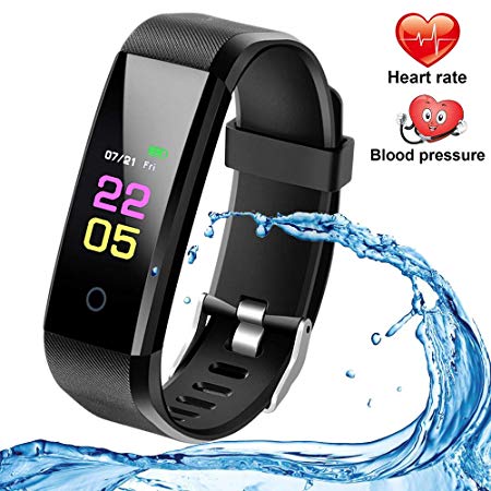 Fitness Tracker with Heart Rate Monitor, Activity Watch Blood Pressure Monitor, Waterproof Fitness Watch with Step Tracker Calorie Counter, Pedometer Watch for Kids Women Men Compatible Android iPhone