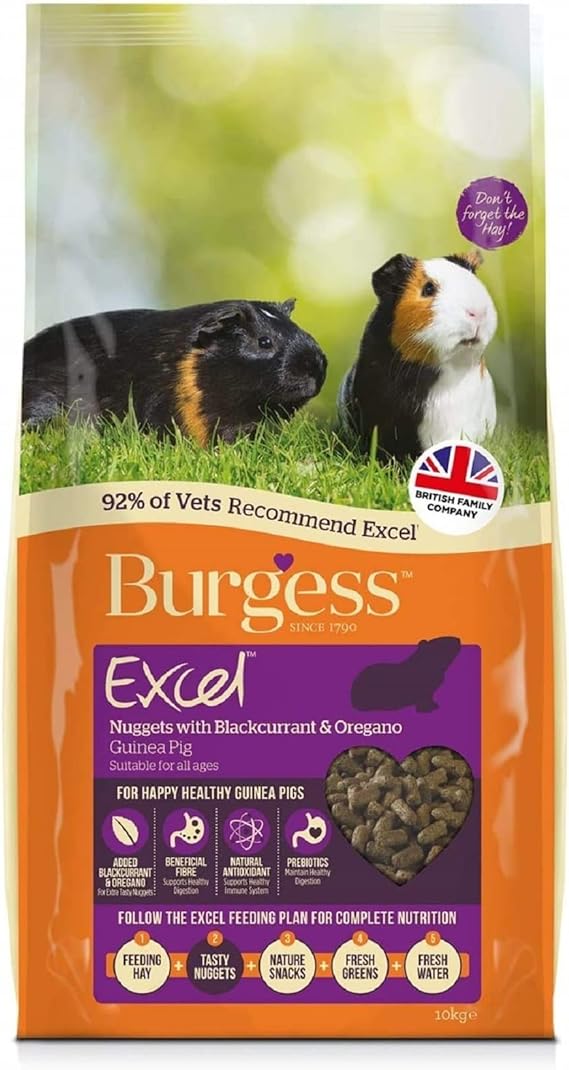 Excel Burgess Guinea Pig Nuggets Blackcurrant and Oregano, 10 kg