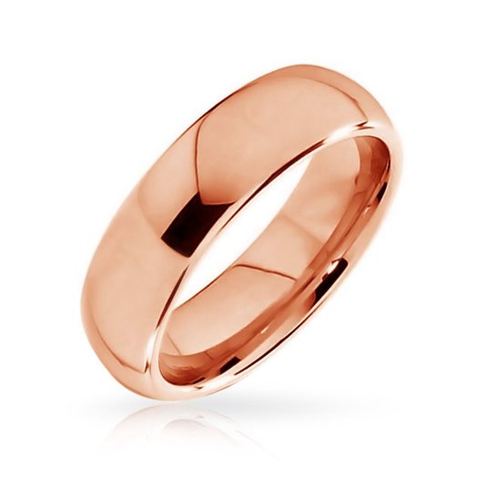 King Will 6mm Rose Gold Plated High Polished Comfort Fit Domed Tungsten Ring Wedding Band