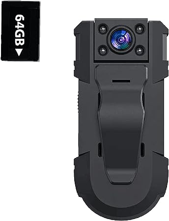 OVEHEL Mini Body Camera 64GB Spy Nanny Cam HD 1080P Hidden Body Camera with Night Vision 6H Auto overwrite 1200mAh(No Wi-Fi)