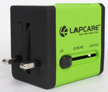Cable World 100% Original Lapcare Universal Travel Adapter- Charger with Dual USB with 1 Year Brand Warranty - Green
