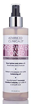 8oz Advanced Clinicals Rosewater Toner with Charcoal and Aloe Vera. Balancing PH formula detoxifies and hydrates skin and improves overall skin tone. Alcohol-free. (8oz)