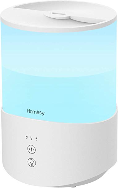 Homasy HM510 Gen-2 Cool Mist Humidifier,Essential Oil Humidifier 2.4L for Home, Bedroom, with 7-Color Light and Up to 30h Working Time