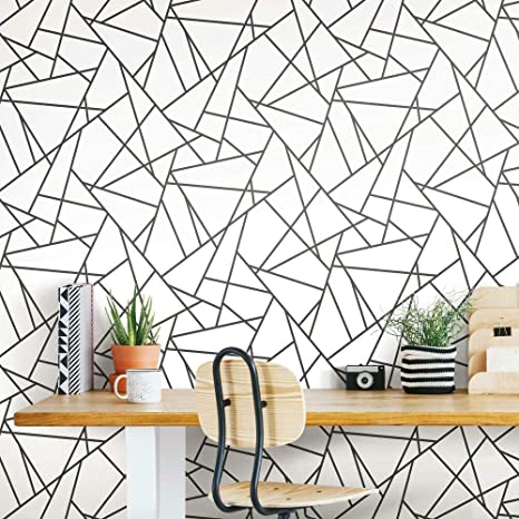 RoomMates RMK11267WP Black Fracture Peel and Stick Wallpaper