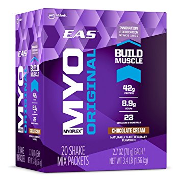 EAS Myoplex Original Protein Shake Mix Packets, Chocolate Cream, 2.7 oz packets, 20 servings