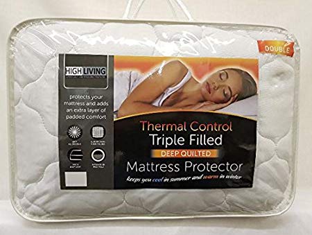 Highliving Quilted Mattress Protector Cover Topper Extra Deep 40cm Triple Filled (Single)