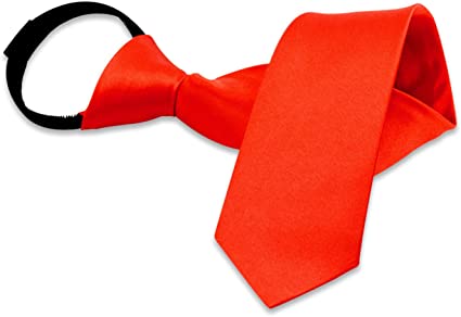 Boys' Solid Color Zipper Tie 15 inch/19 inch Polyester Satin Zipper Neckties by Aurya